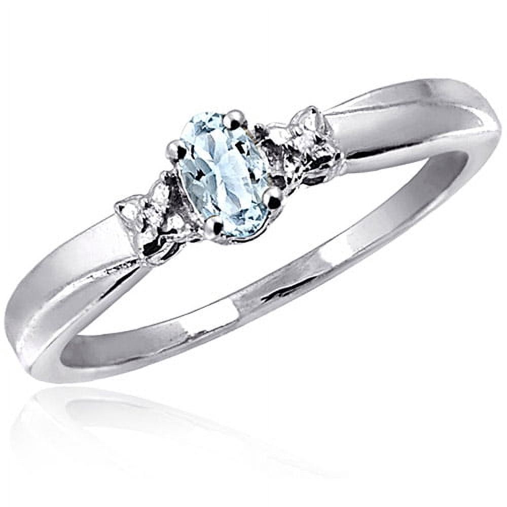 JewelersClub Aquamarine Ring Birthstone Jewelry – 0.25 Carat Aquamarine 0.925 Sterling Silver Ring Jewelry with White Diamond Accent – Gemstone Rings with Hypoallergenic 0.925 Sterling Silver Band