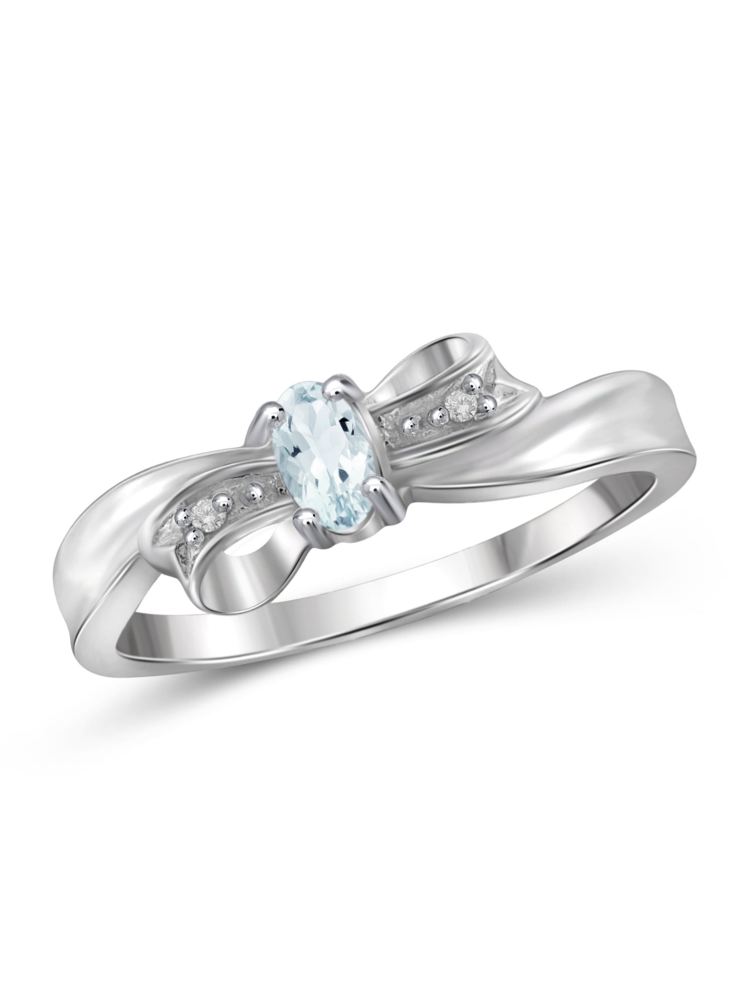 JewelersClub Aquamarine Ring Birthstone Jewelry – 0.25 Carat Aquamarine 0.925 Sterling Silver Ring Jewelry with White Diamond Accent – Gemstone Rings with Hypoallergenic 0.925 Sterling Silver Band