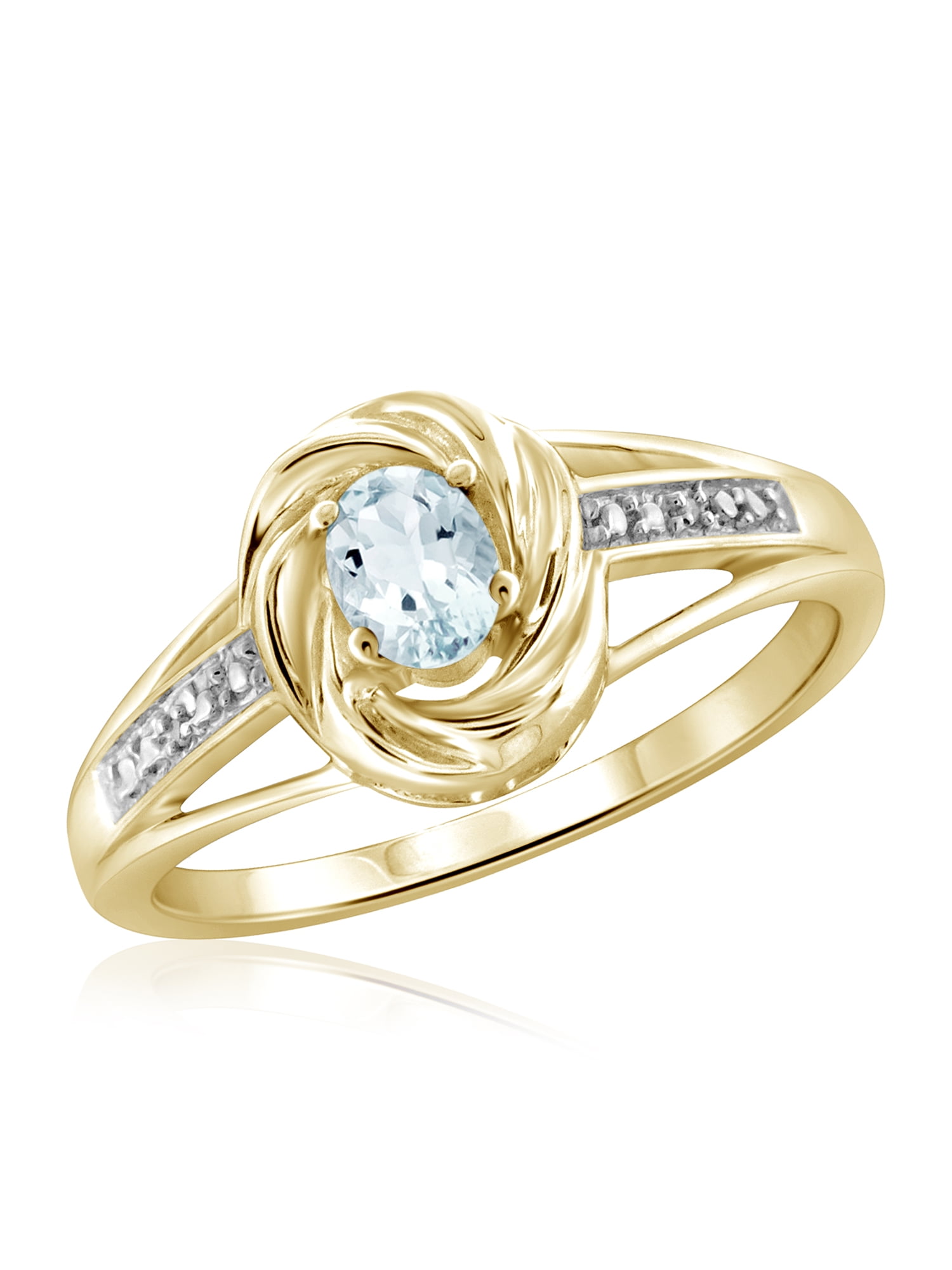 JewelersClub Aquamarine Ring Birthstone Jewelry – 0.25 Carat Aquamarine 14K Gold Plated Silver Ring Jewelry with White Diamond Accent – Gemstone Rings with Hypoallergenic 14K Gold Plated Silver Band
