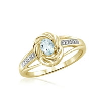 JewelersClub Aquamarine Ring Birthstone Jewelry – 0.25 Carat Aquamarine 14K Gold Plated Silver Ring Jewelry with White Diamond Accent – Gemstone Rings with Hypoallergenic 14K Gold Plated Silver Band