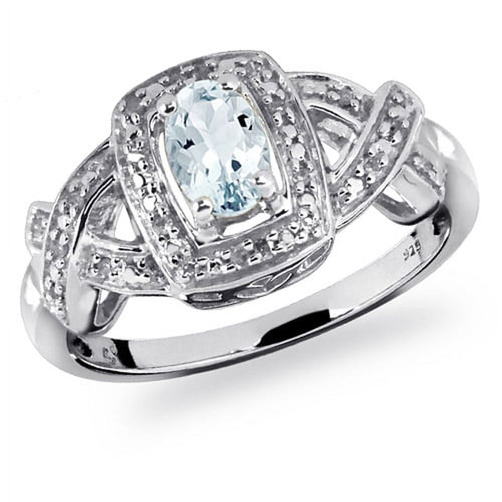 JewelersClub Aquamarine Ring Birthstone Jewelry – 0.45 Carat Aquamarine 0.925 Sterling Silver Ring Jewelry with White Diamond Accent – Gemstone Rings with Hypoallergenic 0.925 Sterling Silver Band