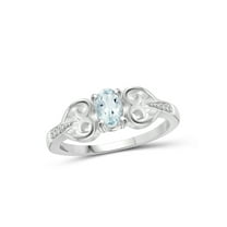 JewelersClub Aquamarine Ring Birthstone Jewelry – 0.45 Carat Aquamarine 0.925 Sterling Silver Ring Jewelry with White Diamond Accent – Gemstone Rings with Hypoallergenic 0.925 Sterling Silver Band