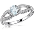 thumbnail image 1 of JewelersClub Aquamarine Ring Birthstone Jewelry – 0.45 Carat Aquamarine 0.925 Sterling Silver Ring Jewelry with White Diamond Accent – Gemstone Rings with Hypoallergenic 0.925 Sterling Silver Band, 1 of 1