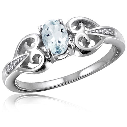 Aquamarine Ring Birthstone Jewelry 0.45 Carat Aquamarine