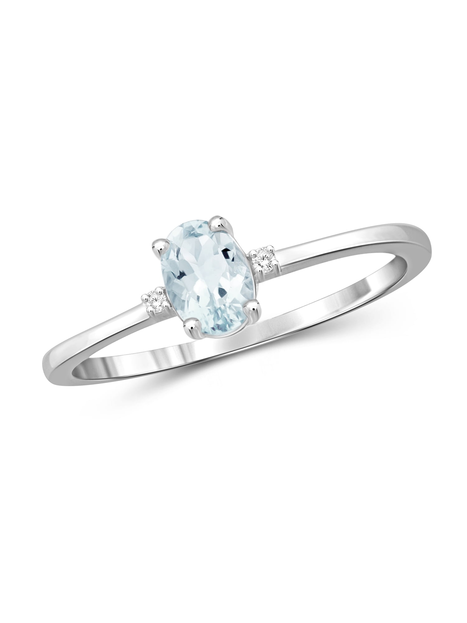 JewelersClub Aquamarine Ring Birthstone Jewelry – 0.45 Carat Aquamarine 0.925 Sterling Silver Ring Jewelry with White Diamond Accent – Gemstone Rings with Hypoallergenic 0.925 Sterling Silver Band