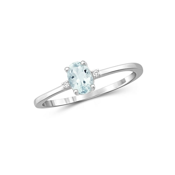 JewelersClub Aquamarine Ring Birthstone Jewelry – 0.45 Carat Aquamarine 0.925 Sterling Silver Ring Jewelry with White Diamond Accent – Gemstone Rings with Hypoallergenic 0.925 Sterling Silver Band