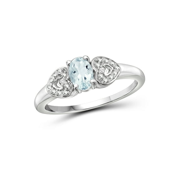 JewelersClub Aquamarine Ring Birthstone Jewelry – 0.45 Carat Aquamarine 0.925 Sterling Silver Ring Jewelry with White Diamond Accent – Gemstone Rings with Hypoallergenic 0.925 Sterling Silver Band