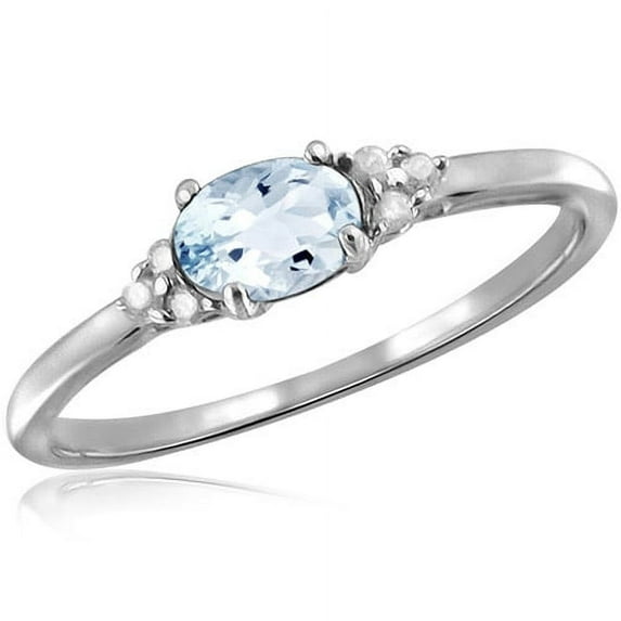 JewelersClub Aquamarine Ring Birthstone Jewelry – 0.45 Carat Aquamarine 0.925 Sterling Silver Ring Jewelry with White Diamond Accent – Gemstone Rings with Hypoallergenic 0.925 Sterling Silver Band