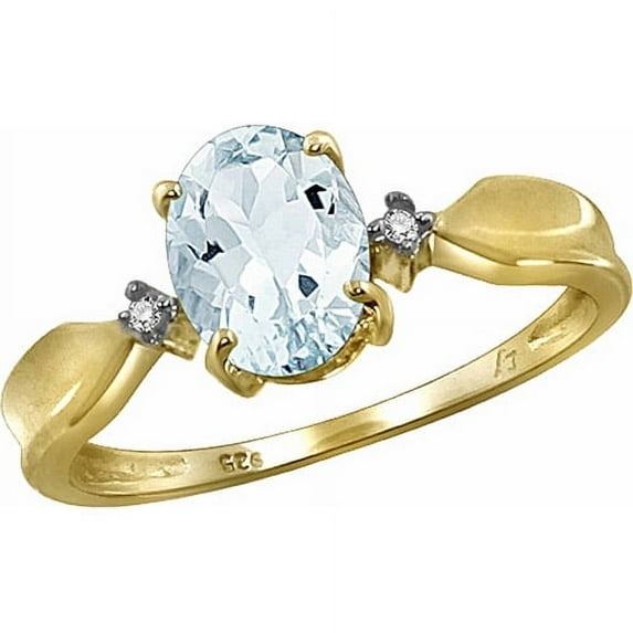 JewelersClub Aquamarine Ring Birthstone Jewelry – 1.15 Carat Aquamarine 14K Gold Plated Silver Ring Jewelry with White Diamond Accent – Gemstone Rings with Hypoallergenic 14K Gold Plated Silver Band