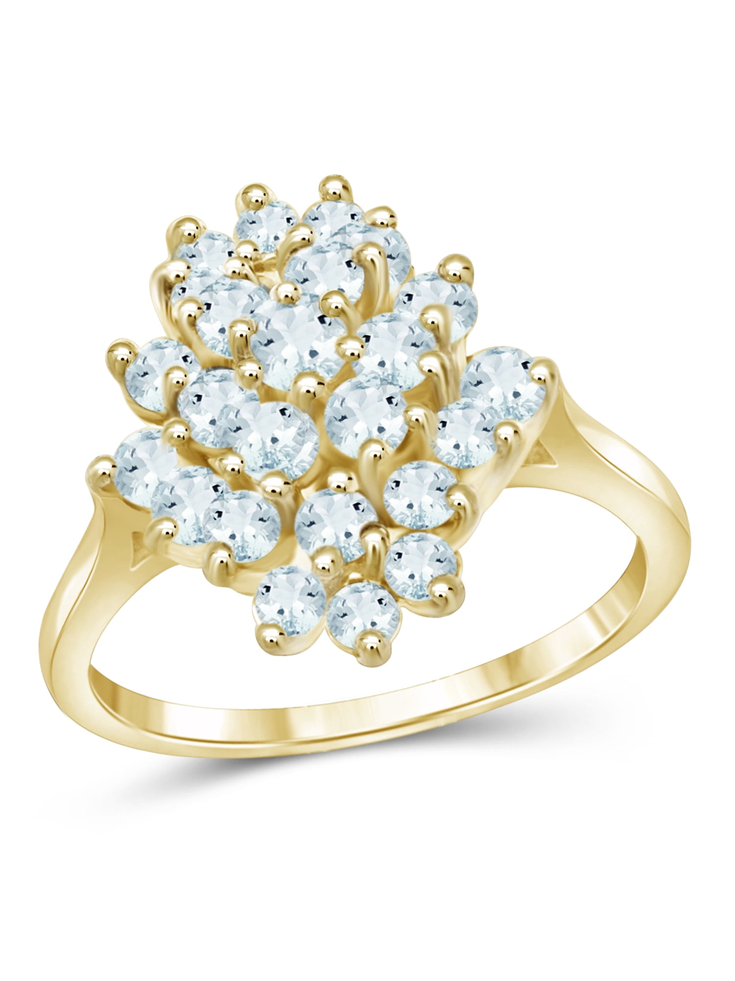 JewelersClub Aquamarine Ring Birthstone Jewelry – 1.50 Carat Aquamarine 14K Gold Plated Silver Ring Jewelry – Gemstone Rings with Hypoallergenic 14K Gold Plated Silver Band