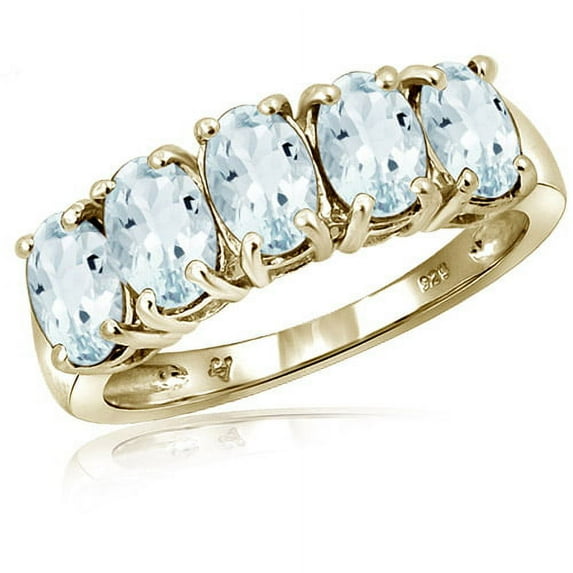 JewelersClub Aquamarine Ring Birthstone Jewelry – 2.20 Carat Aquamarine 14K Gold Plated Silver Ring Jewelry – Gemstone Rings with Hypoallergenic 14K Gold Plated Silver Band