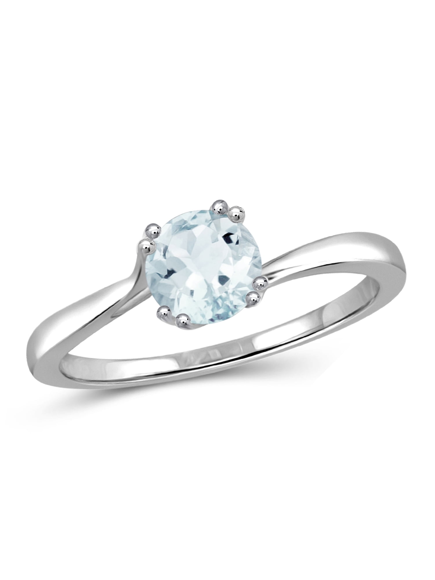 JewelersClub Aquamarine Ring March Birthstone Jewelry – 0.40 Carat Aquamarine Sterling Silver Ring Jewelry with White Diamond Accent – Gemstone Rings with Hypoallergenic Sterling Silver Band