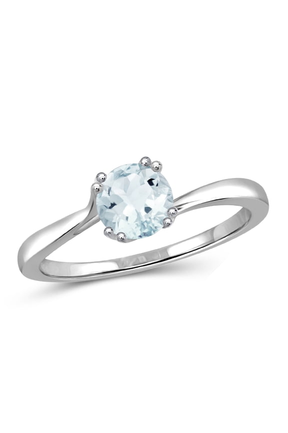 Aquamarine Ring March Birthstone Jewelry – 0.40 Carat Aquamarine Sterling Silver Ring Jewelry with White Diamond Accent – Gemstone Rings with Hypoallergenic Sterling Silver Band