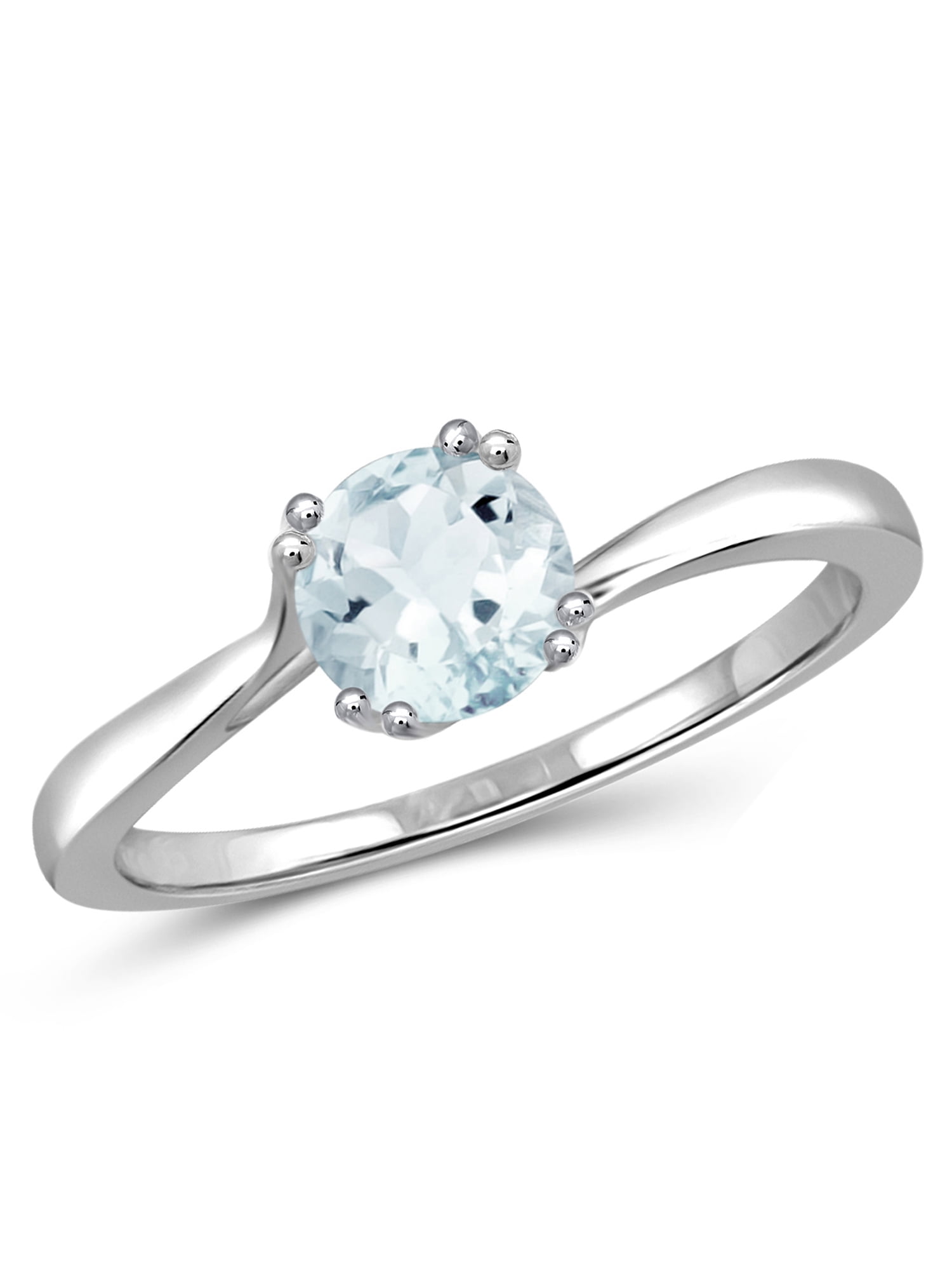 JewelersClub Aquamarine Ring March Birthstone Jewelry – 0.40 Carat Aquamarine Sterling Silver Ring Jewelry with White Diamond Accent – Gemstone Rings with Hypoallergenic Sterling Silver Band