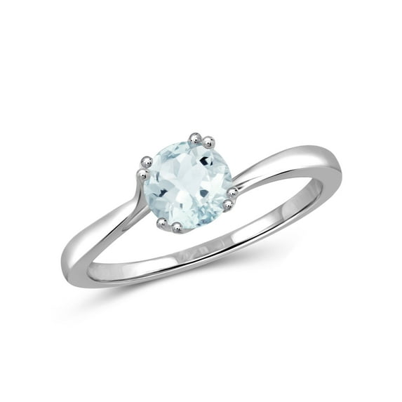 JewelersClub Aquamarine Ring March Birthstone Jewelry – 0.40 Carat Aquamarine Sterling Silver Ring Jewelry with White Diamond Accent – Gemstone Rings with Hypoallergenic Sterling Silver Band