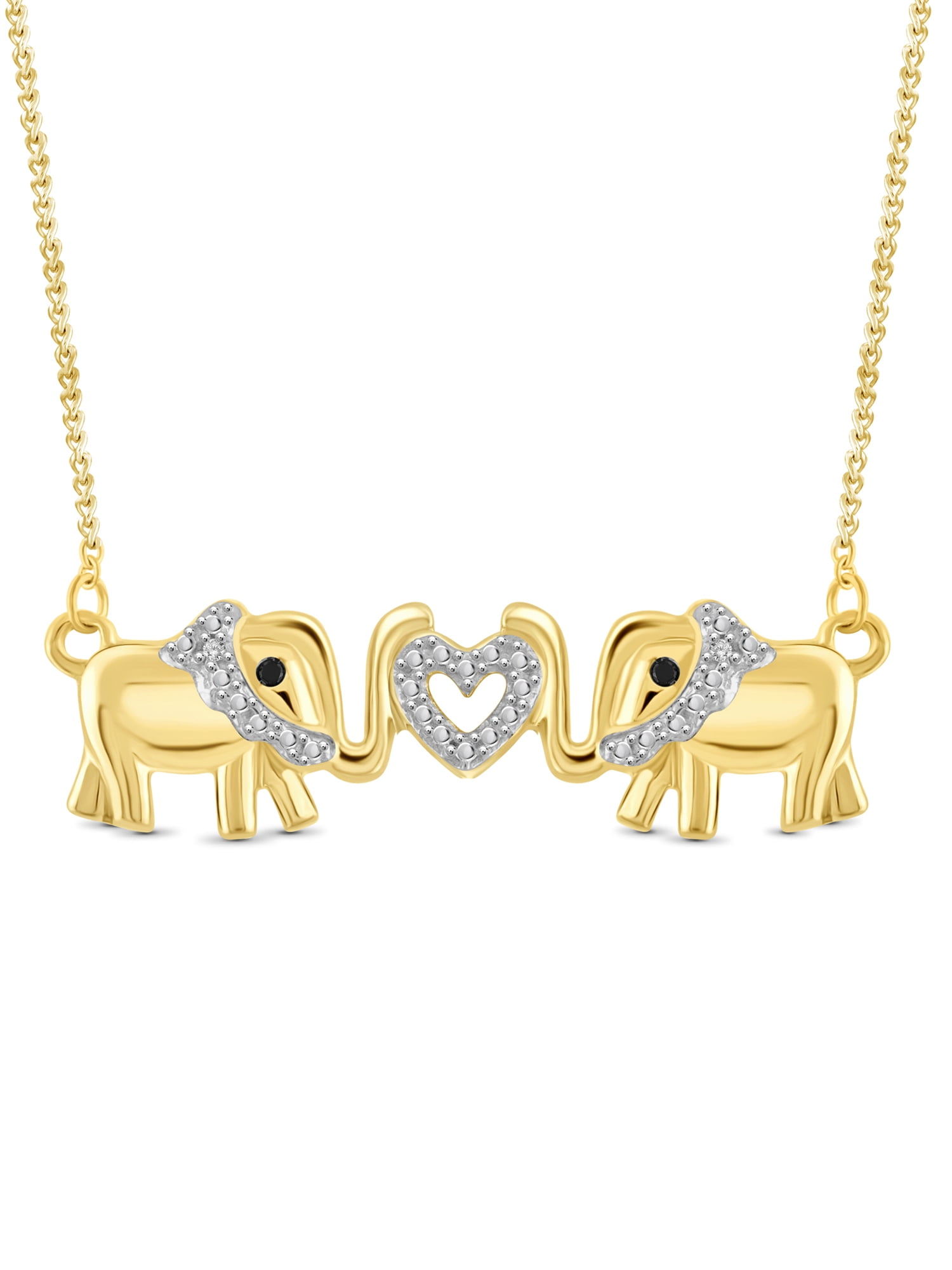 JewelersClub Black And White Diamond Accent 14kt Gold-Plated Elephant Pendant, 18"