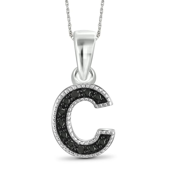 JewelersClub Black Diamond Accent Sterling Silver A TO Z Initial Pendant, 18"