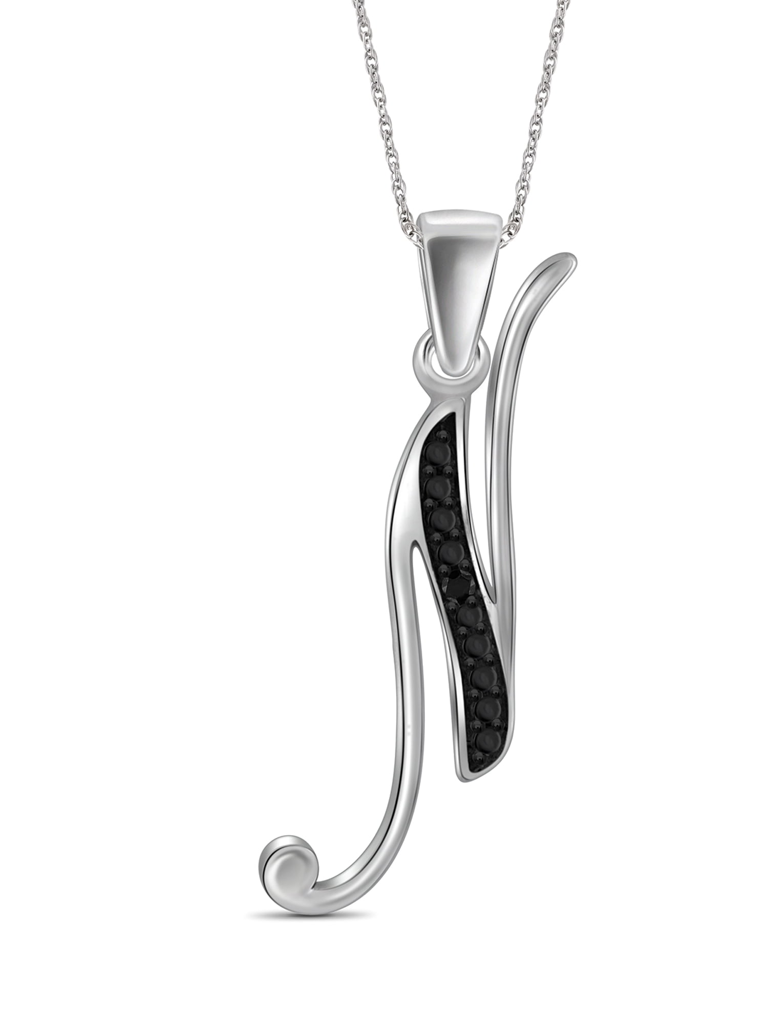 JewelersClub Black Diamond Accent Sterling Silver A TO Z Initial Pendant, 18"