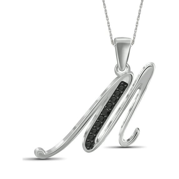 JewelersClub Black Diamond Accent Sterling Silver A TO Z Initial Pendant, 18"