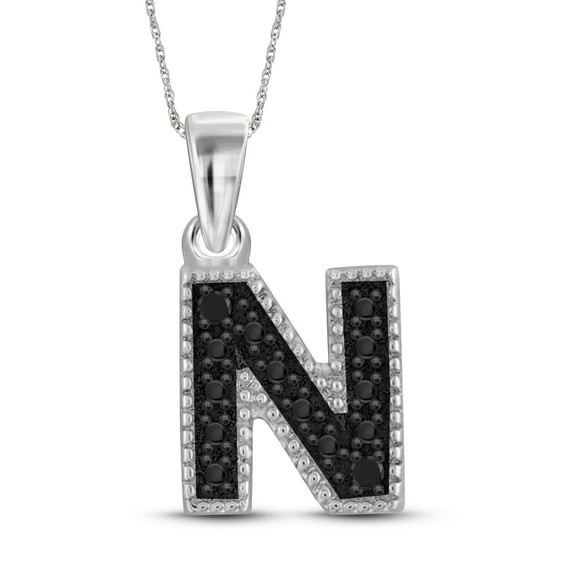 JewelersClub Black Diamond Accent Sterling Silver A TO Z Initial Pendant, 18"