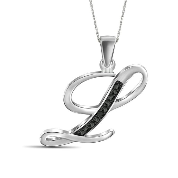 JewelersClub Black Diamond Accent Sterling Silver A TO Z Initial Pendant, 18"