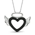 thumbnail image 1 of JewelersClub Black Diamond Accent Sterling Silver Halo Winged Heart Pendant, 18", 1 of 3