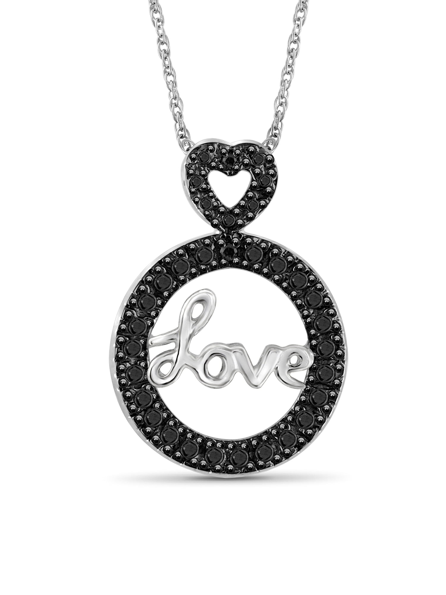 JewelersClub Black Diamond Accent Sterling Silver Love Circle Pendant, 18"