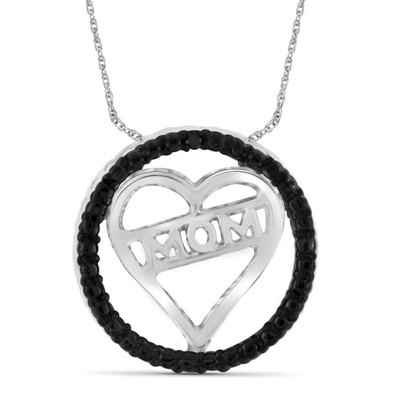 JewelersClub Black Diamond Accent Sterling Silver "MOM" Heart Pendant, 18"