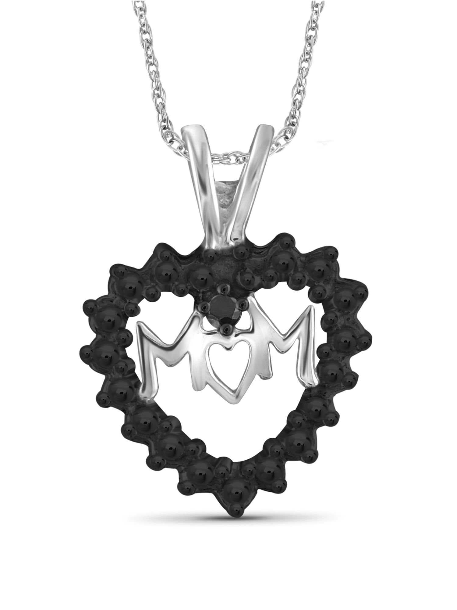 JewelersClub Black Diamond Accent Sterling Silver Mother Heart Pendant, 18"