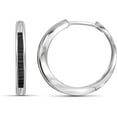 thumbnail image 1 of JewelersClub Black Diamond Earrings Women – 1/2-Carat Black Diamonds Sterling Silver Hoop Earrings – Hypoallergenic Hoop Earrings – Hoop Earrings Diamond Hoops – Black Hoop Earrings for Women, 1 of 1