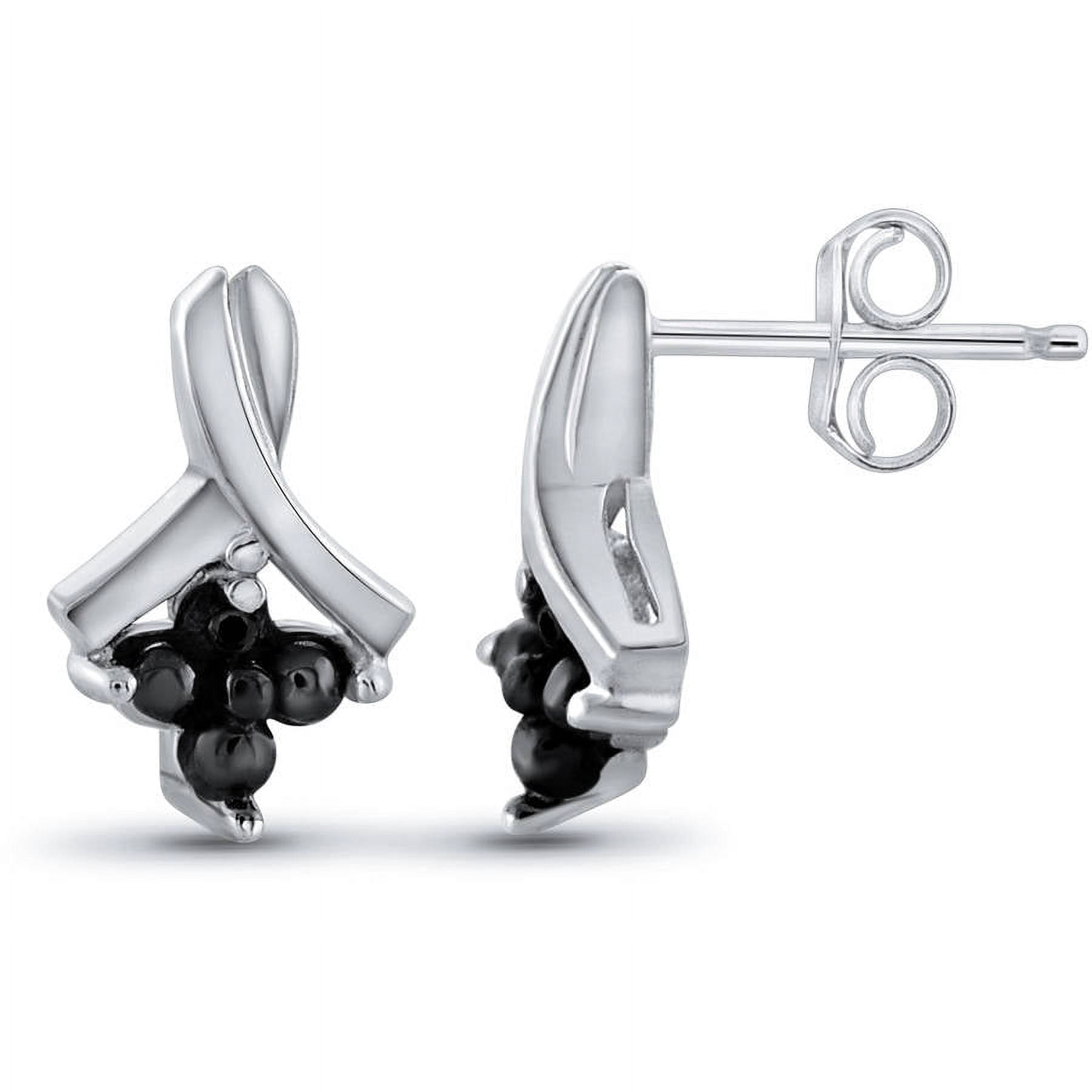 JewelersClub Black Diamond Earrings for Women Sterling Silver – Black Diamond Studs – Hypoallergenic Sterling Silver Stud Earrings for Women with Secure Push-Back Closure