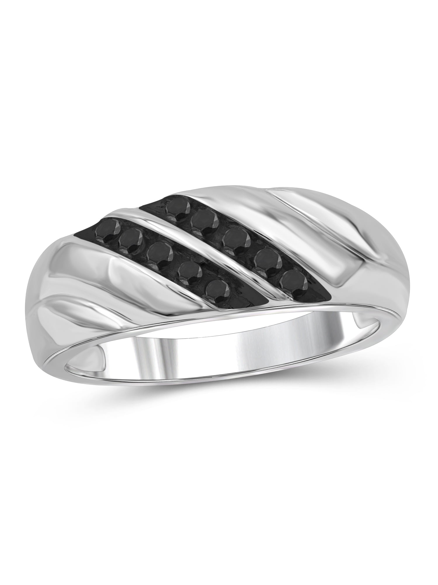 JewelersClub Black Diamond Rings for Men – 0.25 CTW Genuine Black Diamond Ring for Men – Hypoallergenic 0.925 Sterling Silver Ring Men – Diamond Mens Rings Statement Ring – Luxurious Gifts for Him