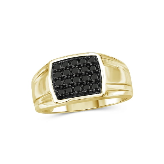 JewelersClub Black Diamond Rings for Men – 0.25 CTW Genuine Black Diamond Ring for Men – Hypoallergenic 14K Gold Plated Silver Ring Men – Diamond Mens Rings Statement Ring – Luxurious Gifts for Him