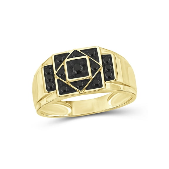 JewelersClub Black Diamond Rings for Men – 0.25 CTW Genuine Black Diamond Ring for Men – Hypoallergenic 14K Gold Plated Silver Ring Men – Diamond Mens Rings Statement Ring – Luxurious Gifts for Him