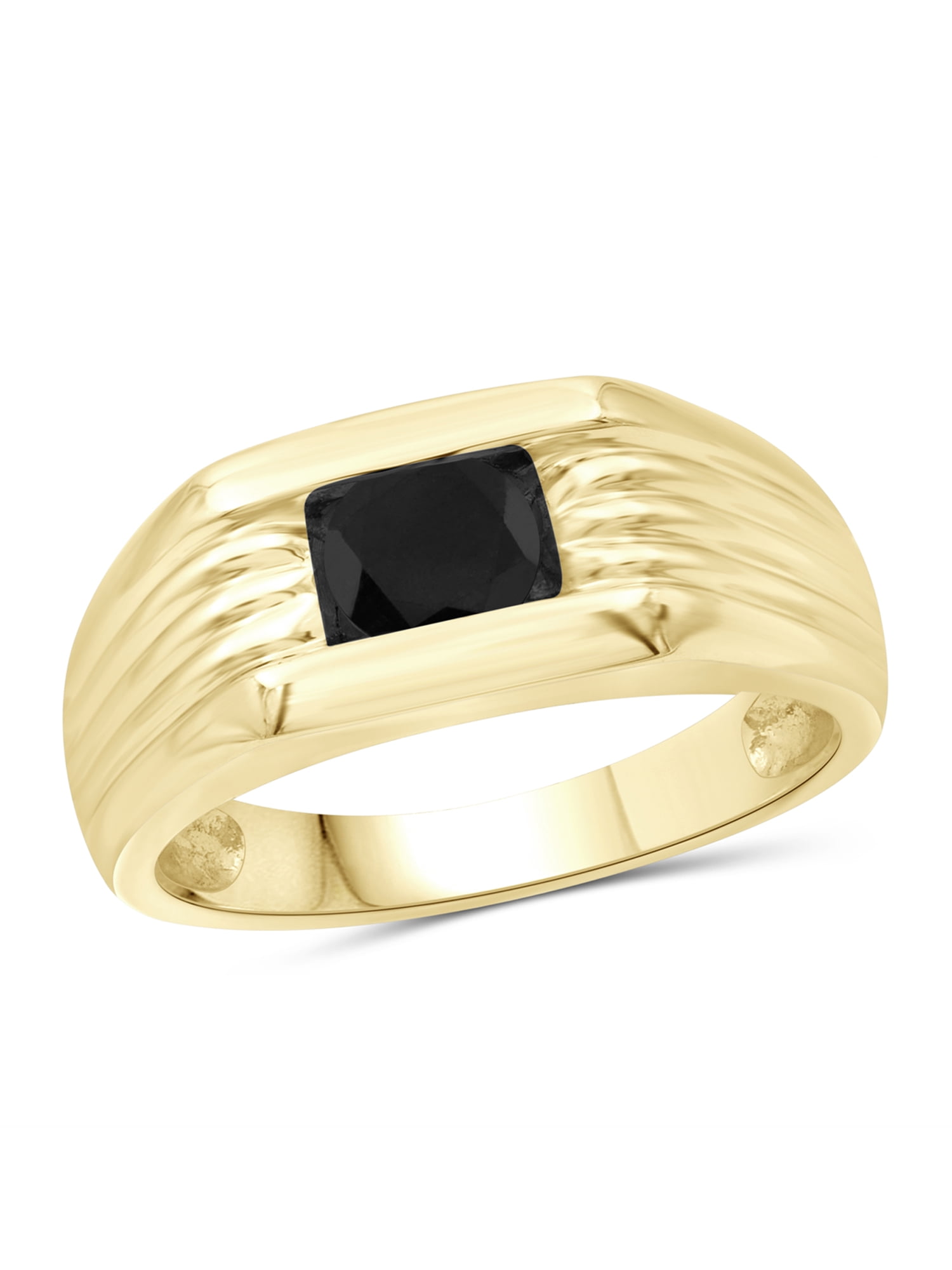 JewelersClub Black Diamond Rings for Men – 0.75 CTW Genuine Black Diamond Ring for Men – Hypoallergenic 14K Gold Plated Silver Ring Men – Diamond Mens Rings Statement Ring – Luxurious Gifts for Him