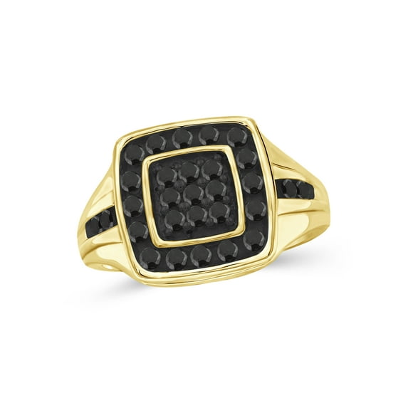 JewelersClub Black Diamond Rings for Men – 0.75 CTW Genuine Black Diamond Ring for Men – Hypoallergenic 14K Gold Plated Silver Ring Men – Diamond Mens Rings Statement Ring – Luxurious Gifts for Him