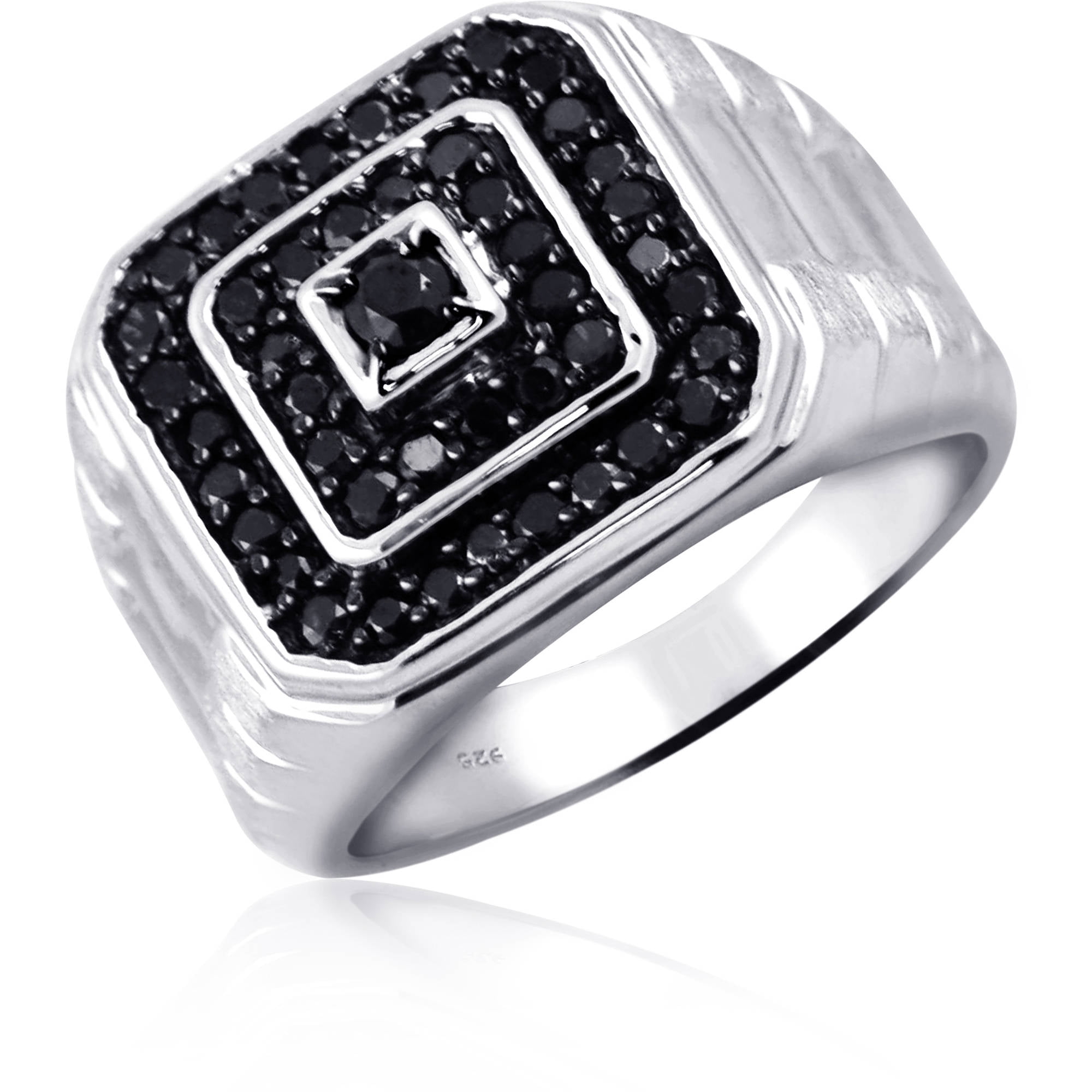 JewelersClub 0.925 Sterling Silver Hypoallergenic1.00 CTW Genuine Black Diamond Ring
