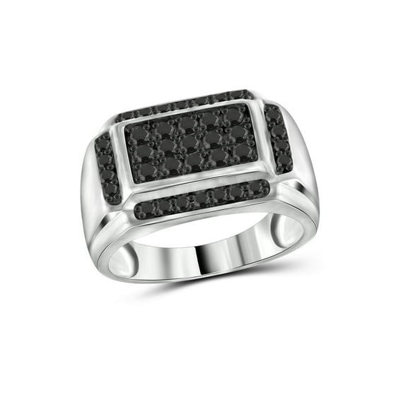 JewelersClub Black Diamond Rings for Men – 1.00 CTW Genuine Black Diamond Ring for Men – Hypoallergenic 0.925 Sterling Silver Ring Men – Diamond Mens Rings Statement Ring – Luxurious Gifts for Him