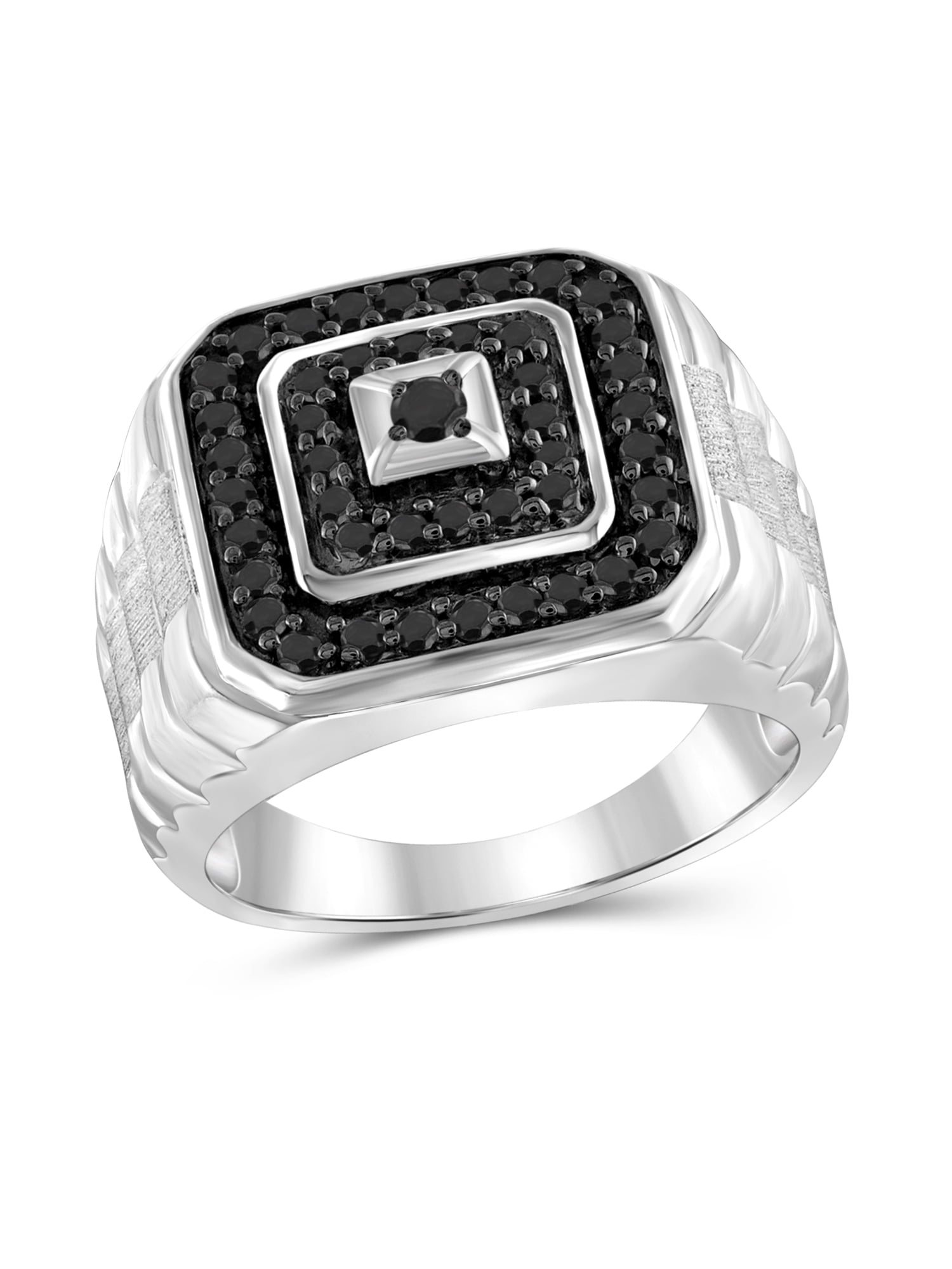 JewelersClub Black Diamond Rings for Men – 1.00 CTW Genuine Black Diamond Ring for Men – Hypoallergenic 0.925 Sterling Silver Ring Men – Diamond Mens Rings Statement Ring – Luxurious Gifts for Him