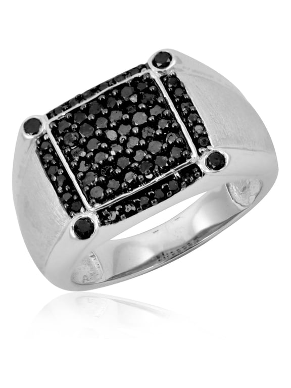 Sterling Silver Black Diamond Ring Size: 11