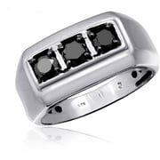 JewelersClub 0.925 Sterling Silver Men s Ring 1.00 CTW Black Diamond