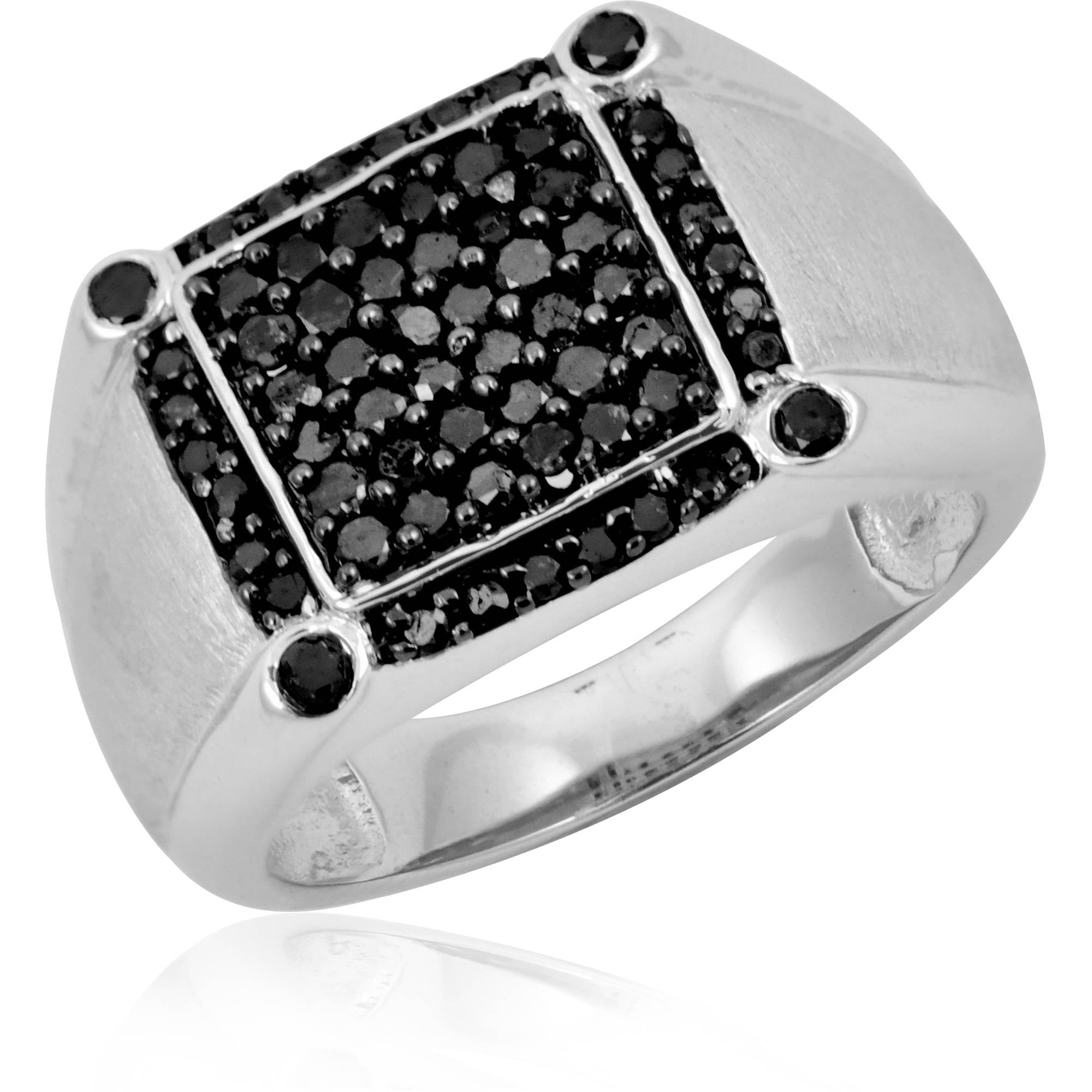Black Diamond Rings for Men 1.00 CTW Genuine Black