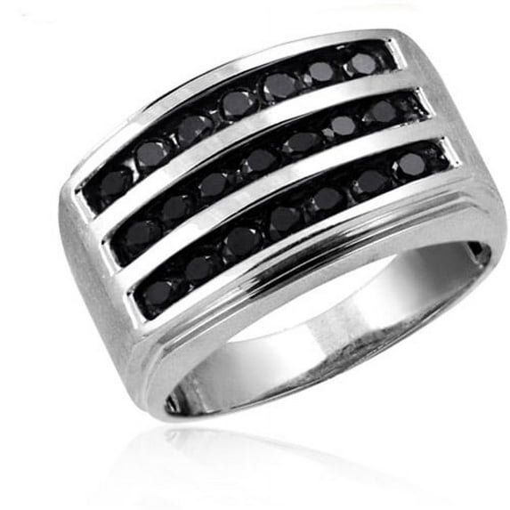 JewelersClub Black Diamond Rings for Men – 1.00 CTW Genuine Black Diamond Ring for Men – Hypoallergenic 0.925 Sterling Silver Ring Men – Diamond Mens Rings Statement Ring – Luxurious Gifts for Him