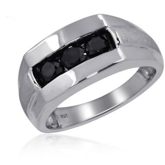 JewelersClub Black Diamond Rings for Men – 1.00 CTW Genuine Black Diamond Ring for Men – Hypoallergenic 0.925 Sterling Silver Ring Men – Diamond Mens Rings Statement Ring – Luxurious Gifts for Him