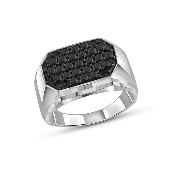 JewelersClub Black Diamond Rings for Men – 1.00 CTW Genuine Black Diamond Ring for Men – Hypoallergenic 0.925 Sterling Silver Ring Men – Diamond Mens Rings Statement Ring – Luxurious Gifts for Him