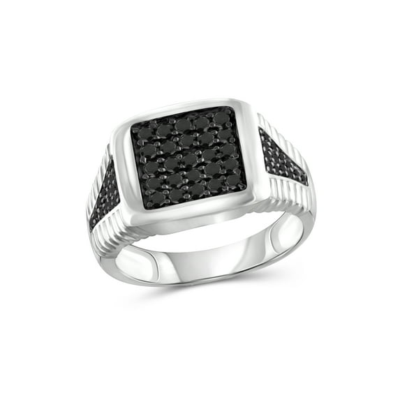 JewelersClub Black Diamond Rings for Men – 1.00 CTW Genuine Black Diamond Ring for Men – Hypoallergenic 0.925 Sterling Silver Ring Men – Diamond Mens Rings Statement Ring – Luxurious Gifts for Him