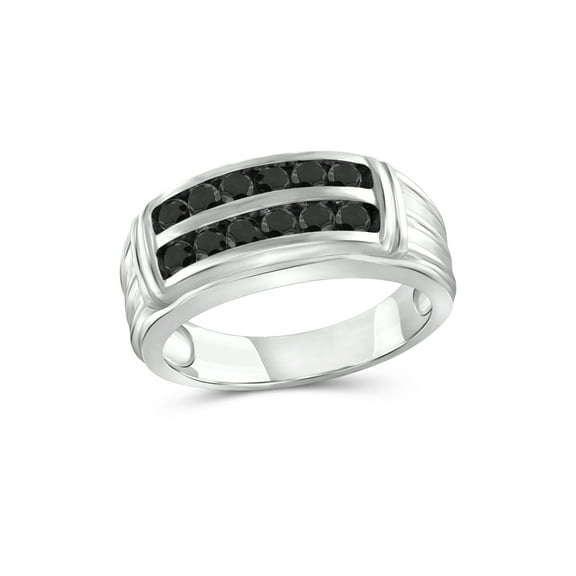JewelersClub Black Diamond Rings for Men – 1.00 CTW Genuine Black Diamond Ring for Men – Hypoallergenic 0.925 Sterling Silver Ring Men – Diamond Mens Rings Statement Ring – Luxurious Gifts for Him