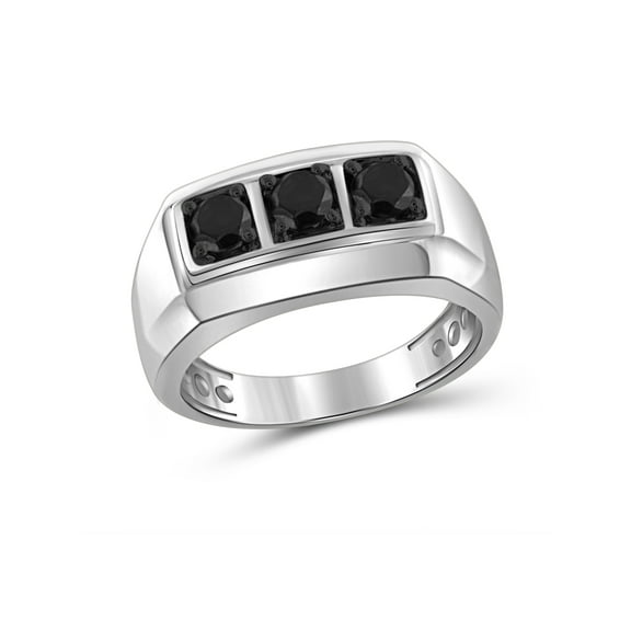 JewelersClub Black Diamond Rings for Men – 1.00 CTW Genuine Black Diamond Ring for Men – Hypoallergenic 0.925 Sterling Silver Ring Men – Diamond Mens Rings Statement Ring – Luxurious Gifts for Him