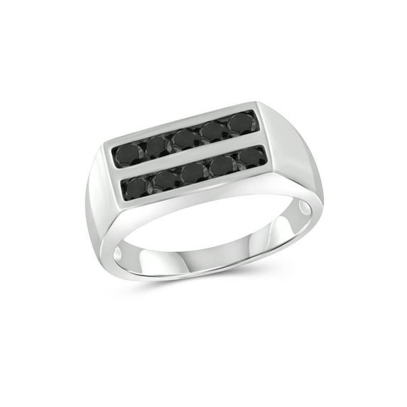 JewelersClub Black Diamond Rings for Men – 1.00 CTW Genuine Black Diamond Ring for Men – Hypoallergenic 0.925 Sterling Silver Ring Men –Real Diamond Mens Rings Statement Ring – Luxurious Gifts for Him