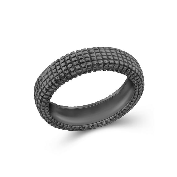 JewelersClub Black Rhodium Plated Sterling Silver Ring for Women | Dainty Black Rhodium Plated Sterling Silver Promise Ring For Women | Silver Sophia Textured Statement Diamond-Cut Ring For Women